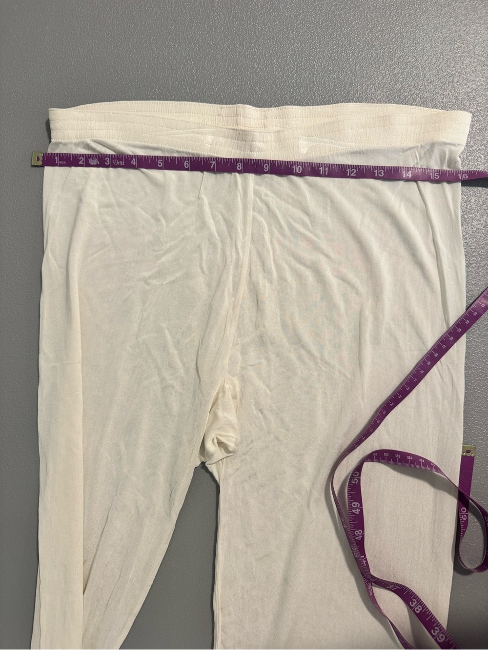VTG Lands' End Women's Cream 100% Silk Long Johns Pajama Pants M - Picture 7 of 10
